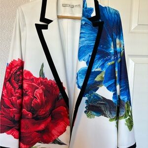 Alice + Olivia Floral Blazer - Black, White, Red, Blue